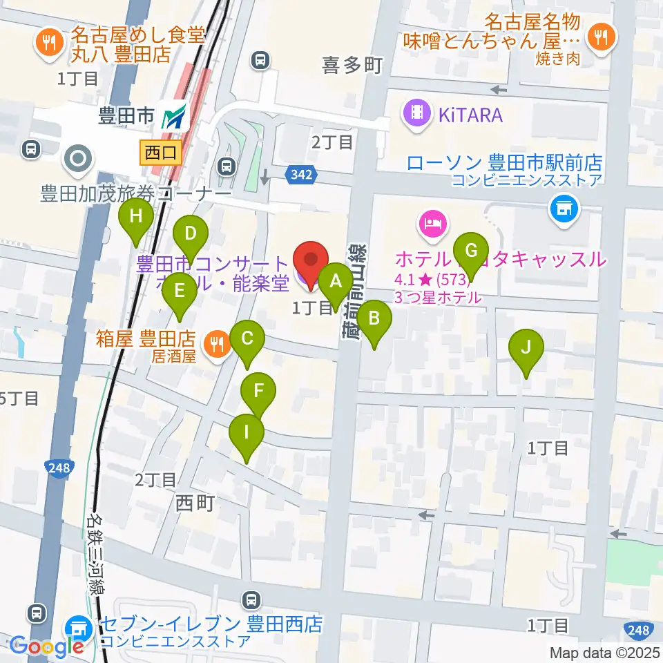 豊田市能楽堂周辺の駐車場・コインパーキング一覧地図