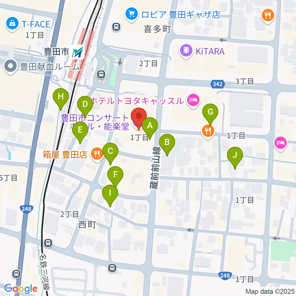豊田市能楽堂周辺の駐車場・コインパーキング一覧地図