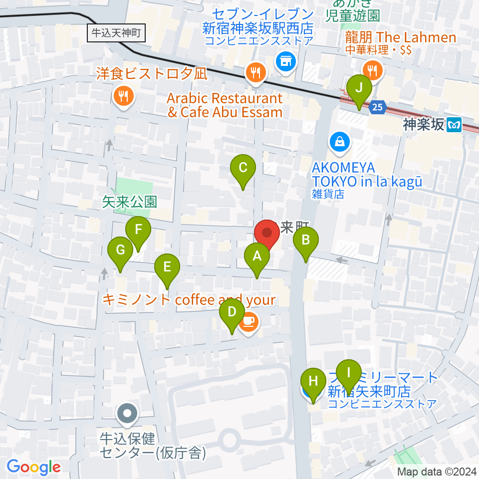 矢来能楽堂周辺の駐車場・コインパーキング一覧地図