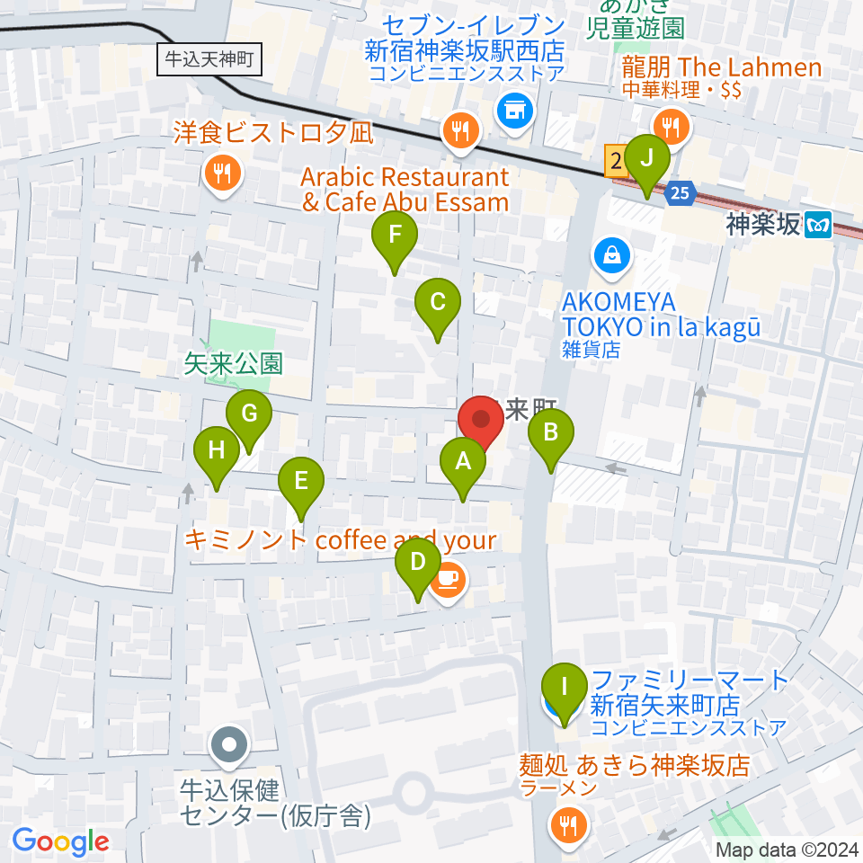 矢来能楽堂周辺の駐車場・コインパーキング一覧地図