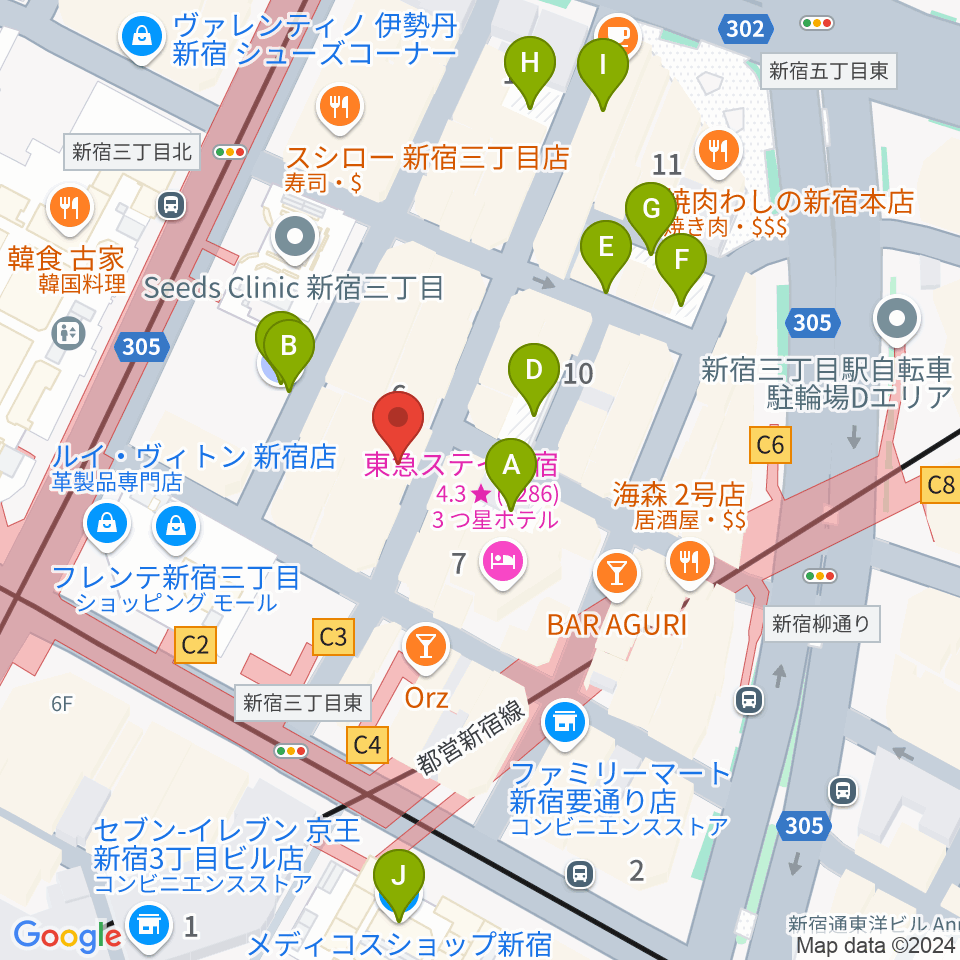 新宿末廣亭周辺の駐車場・コインパーキング一覧地図