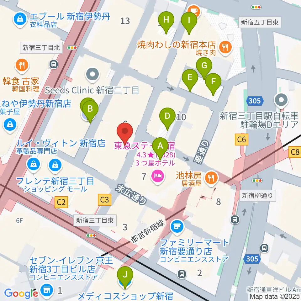 新宿末廣亭周辺の駐車場・コインパーキング一覧地図