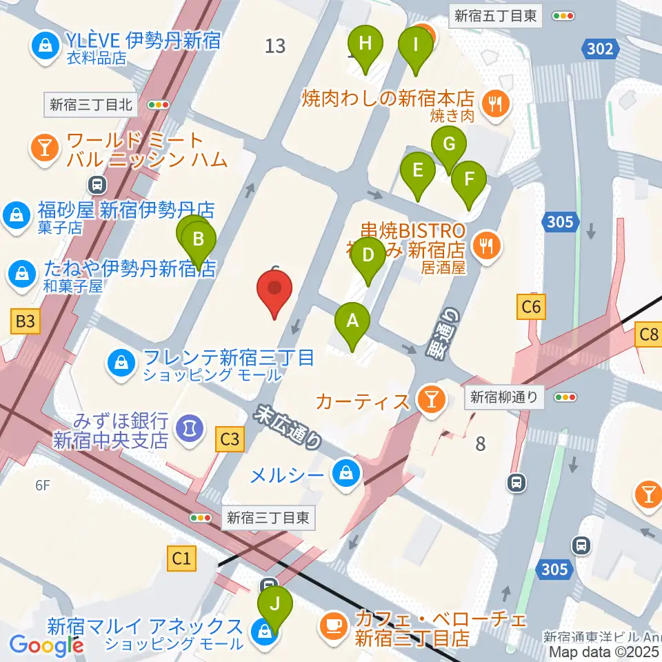 新宿末廣亭周辺の駐車場・コインパーキング一覧地図