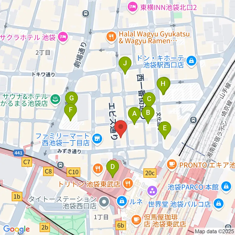 池袋演芸場周辺の駐車場・コインパーキング一覧地図