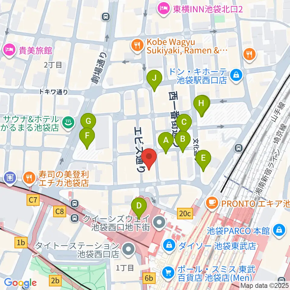 池袋演芸場周辺の駐車場・コインパーキング一覧地図