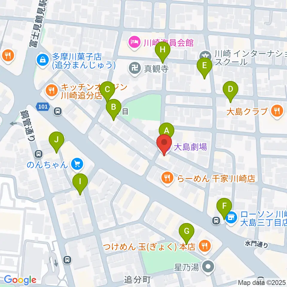 大島劇場周辺の駐車場・コインパーキング一覧地図