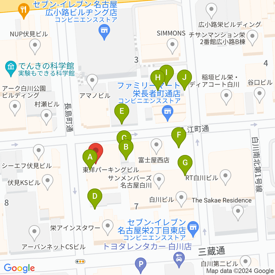 名古屋JAMMIN'周辺の駐車場・コインパーキング一覧地図