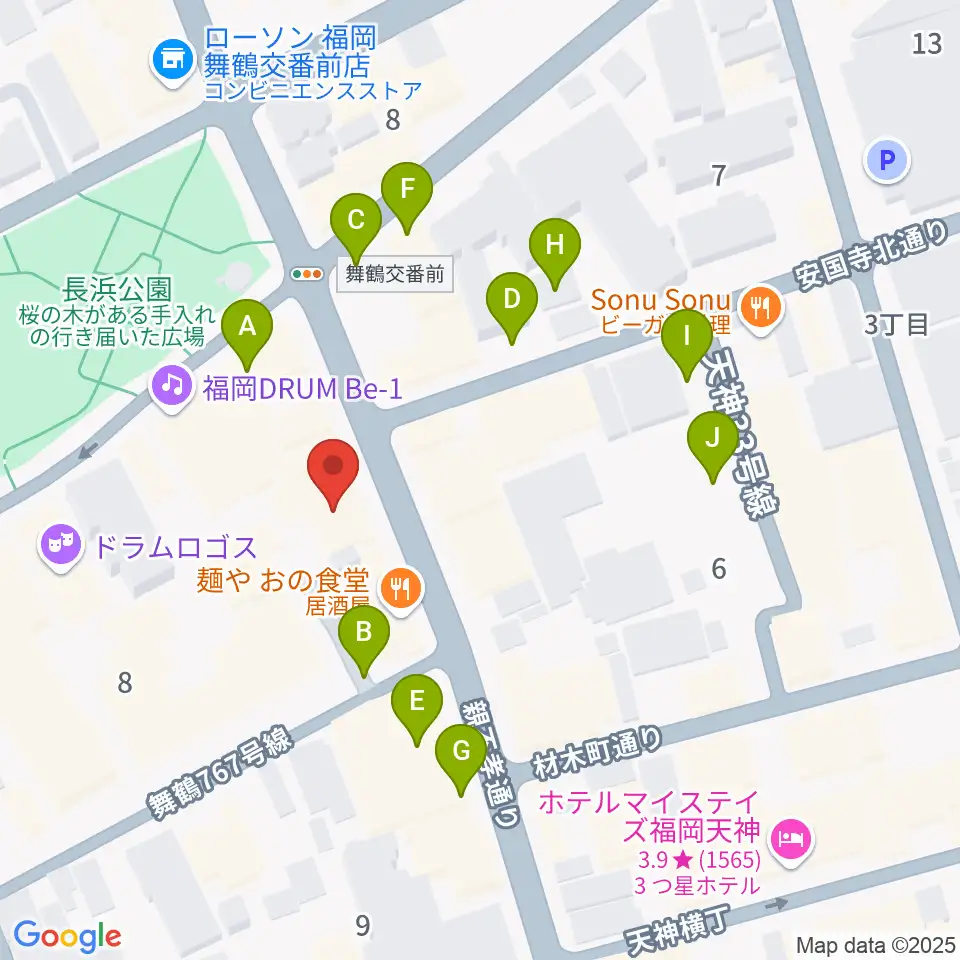福岡天神graf(グラフ)周辺の駐車場・コインパーキング一覧地図