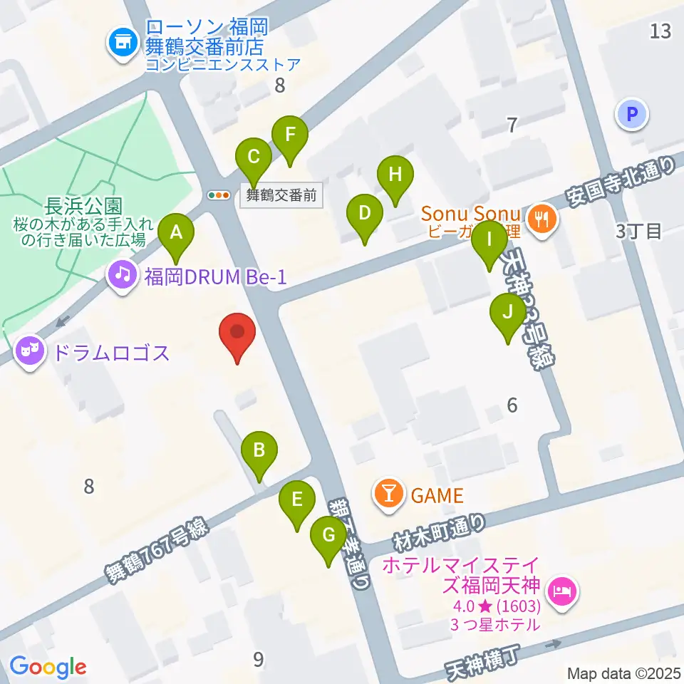 福岡天神graf（グラフ）周辺の駐車場・コインパーキング一覧地図