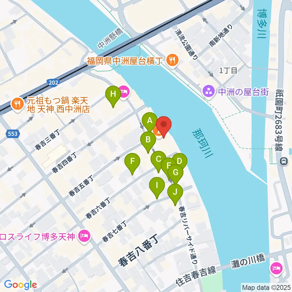 福岡インザ周辺の駐車場・コインパーキング一覧地図