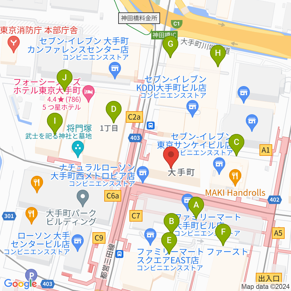 よみうり大手町ホール周辺の駐車場・コインパーキング一覧地図