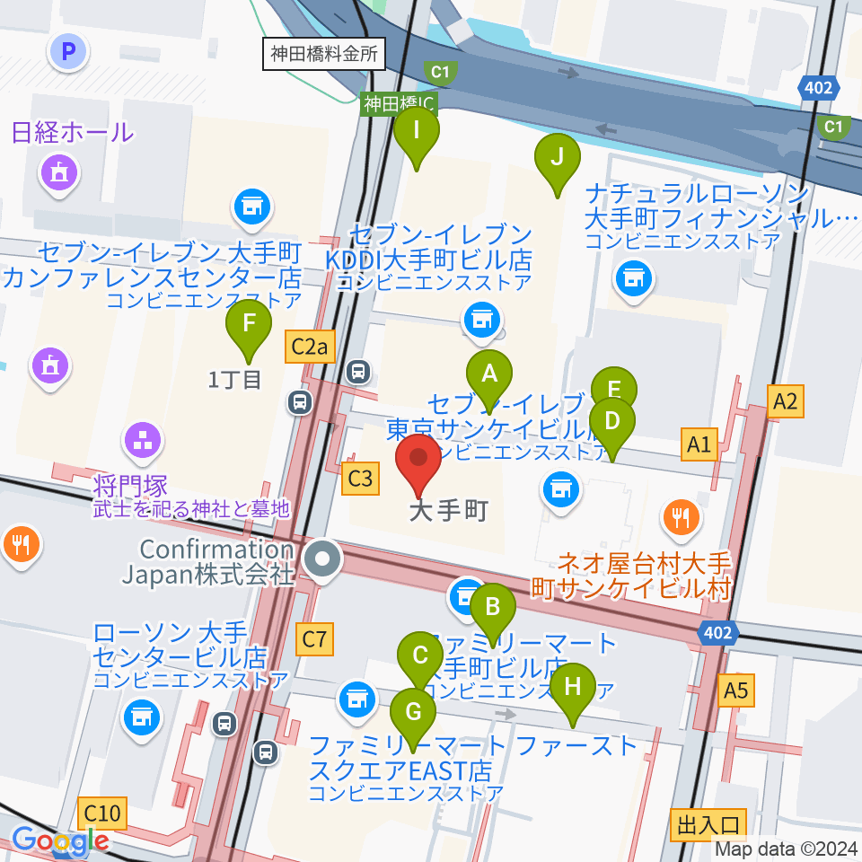 よみうり大手町ホール周辺の駐車場・コインパーキング一覧地図