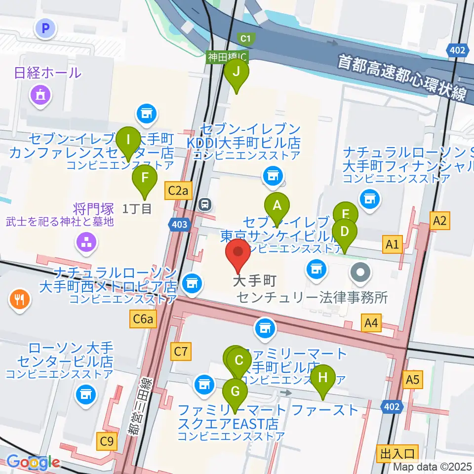 よみうり大手町ホール周辺の駐車場・コインパーキング一覧地図