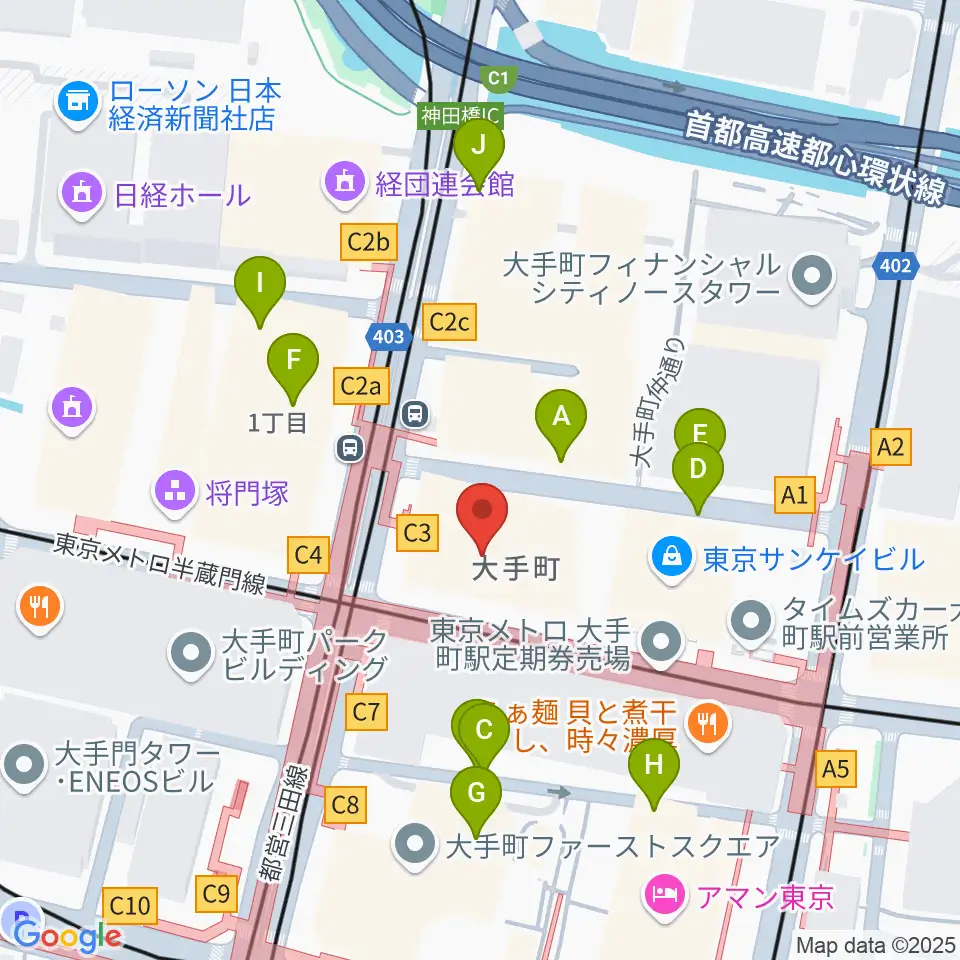 よみうり大手町ホール周辺の駐車場・コインパーキング一覧地図