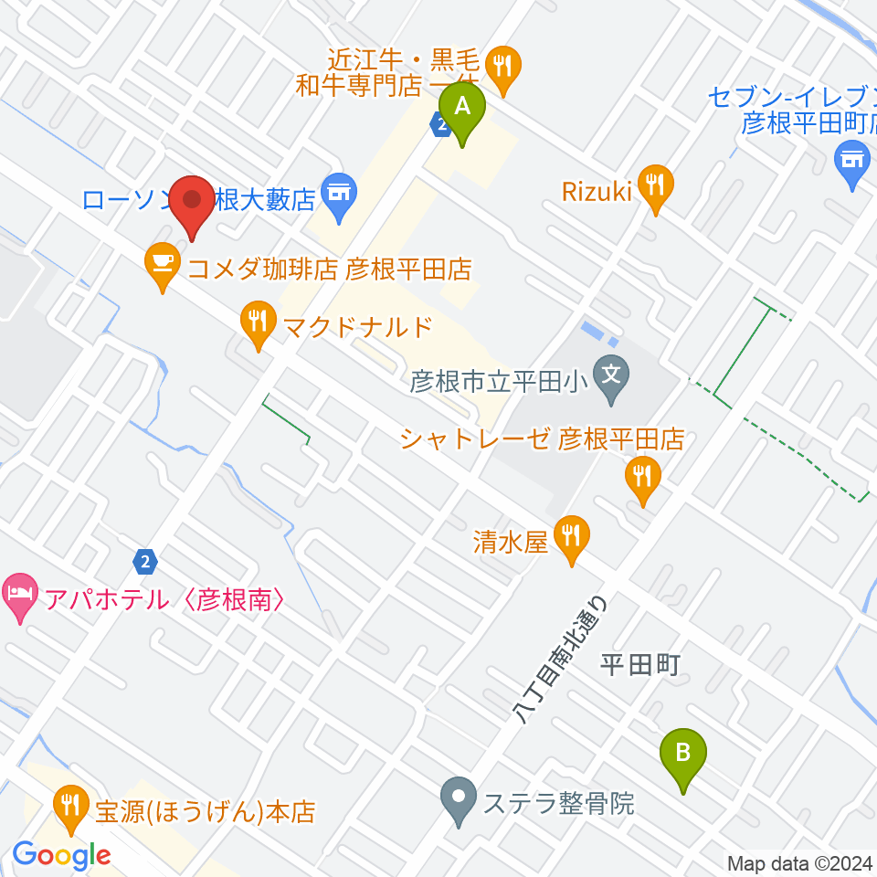彦根COCOZA周辺の駐車場・コインパーキング一覧地図