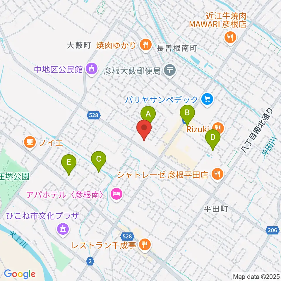 彦根COCOZA周辺の駐車場・コインパーキング一覧地図