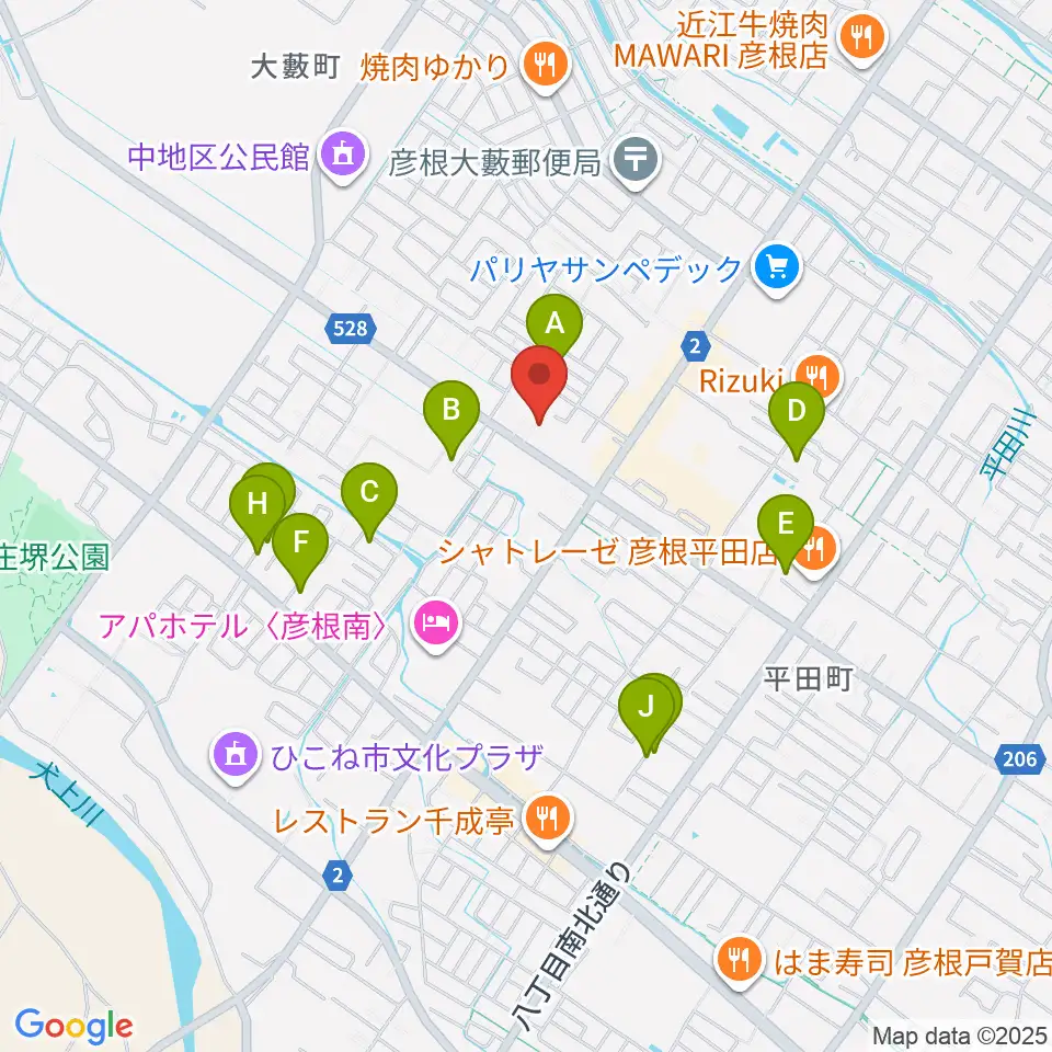 彦根COCOZA周辺の駐車場・コインパーキング一覧地図