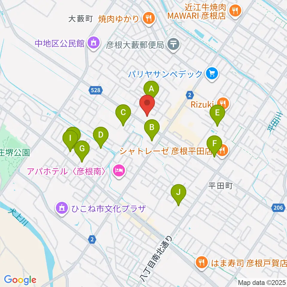 彦根COCOZA周辺の駐車場・コインパーキング一覧地図