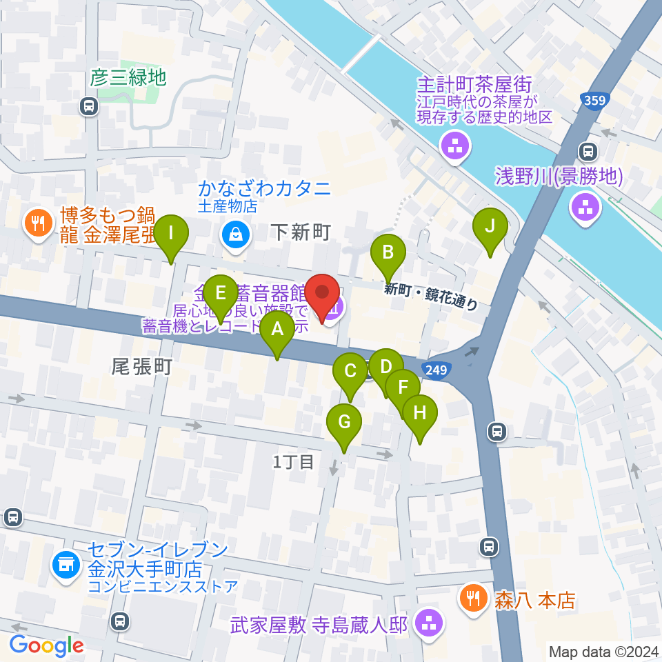 金沢蓄音器館周辺の駐車場・コインパーキング一覧地図