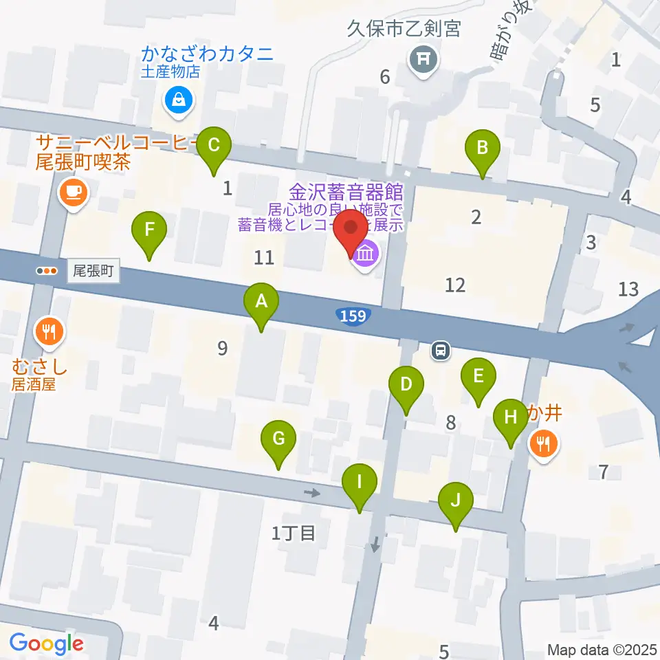 金沢蓄音器館周辺の駐車場・コインパーキング一覧地図