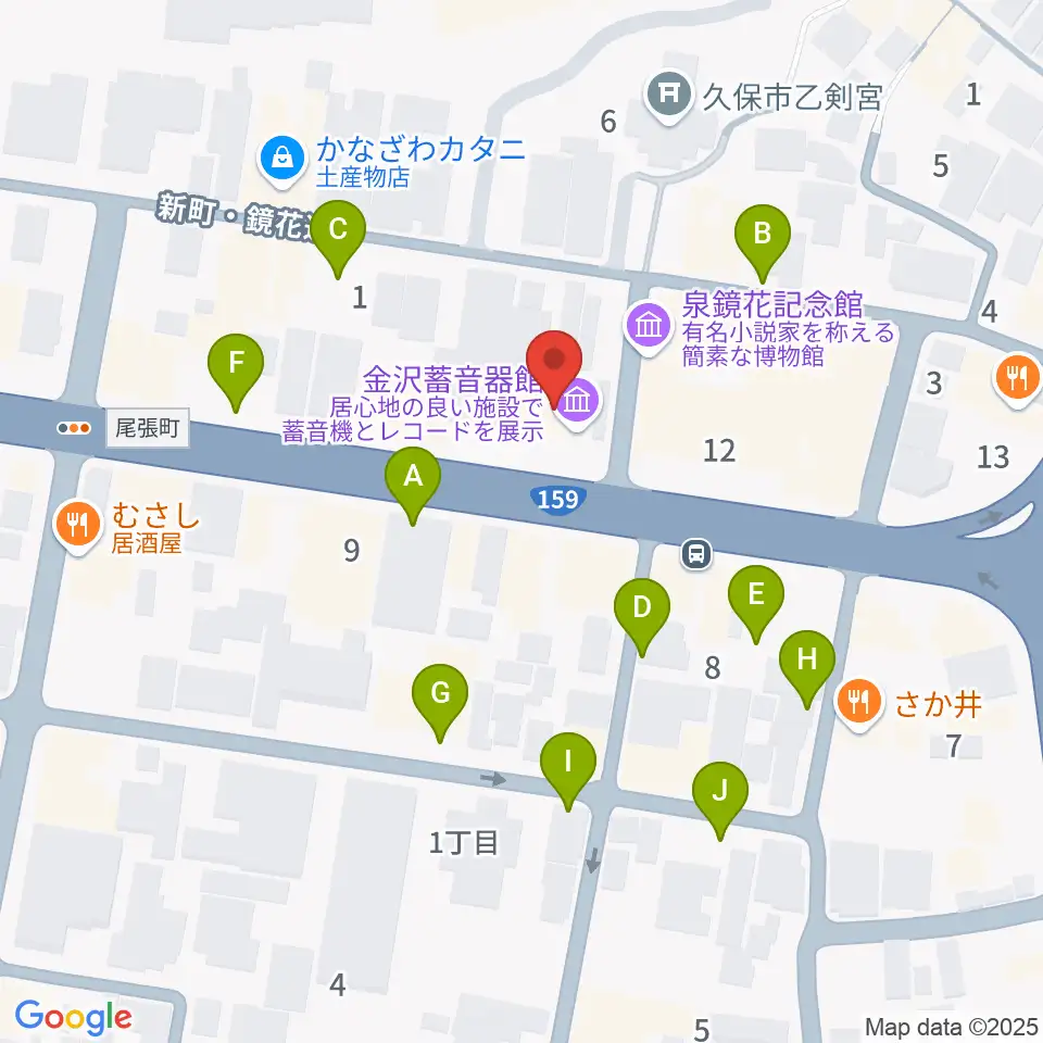 金沢蓄音器館周辺の駐車場・コインパーキング一覧地図