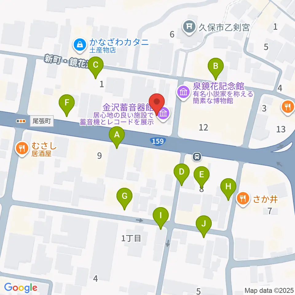 金沢蓄音器館周辺の駐車場・コインパーキング一覧地図