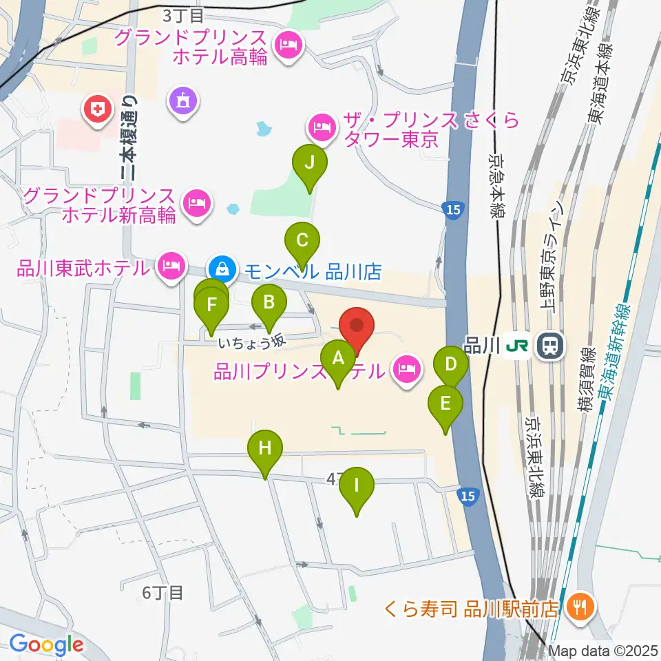 プリンスホール周辺の駐車場・コインパーキング一覧地図