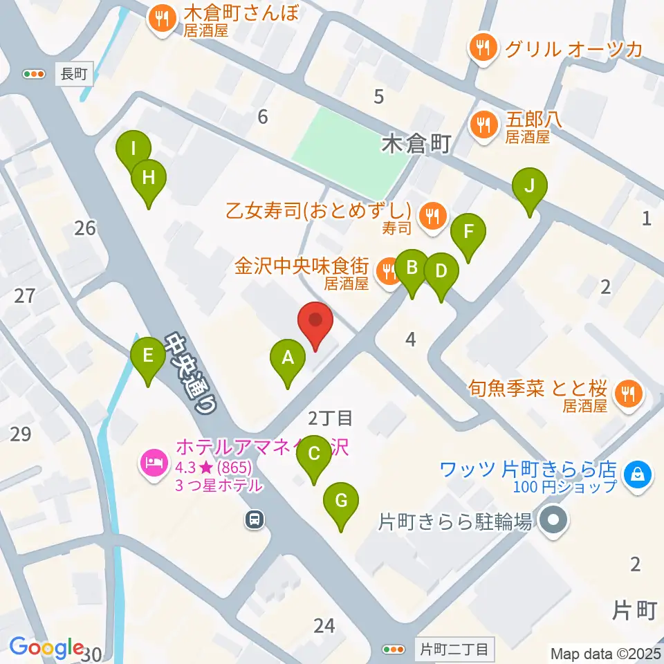 金沢ジェラスガイ周辺の駐車場・コインパーキング一覧地図