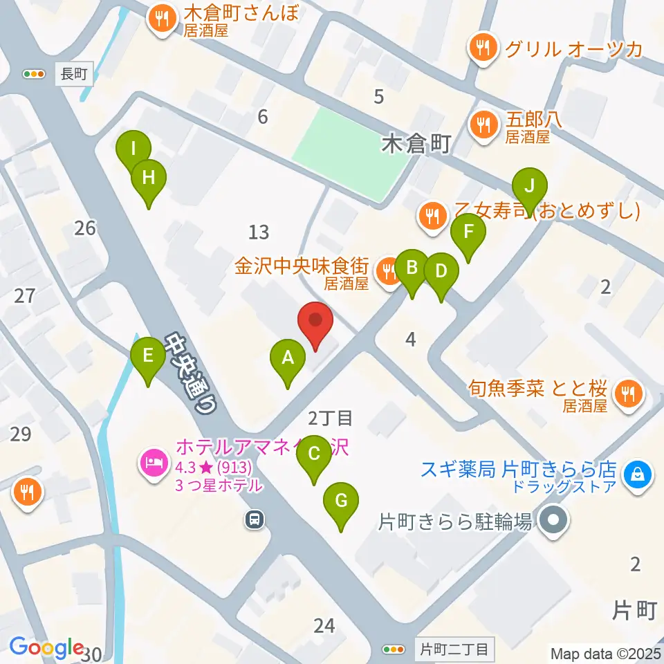 金沢ジェラスガイ周辺の駐車場・コインパーキング一覧地図