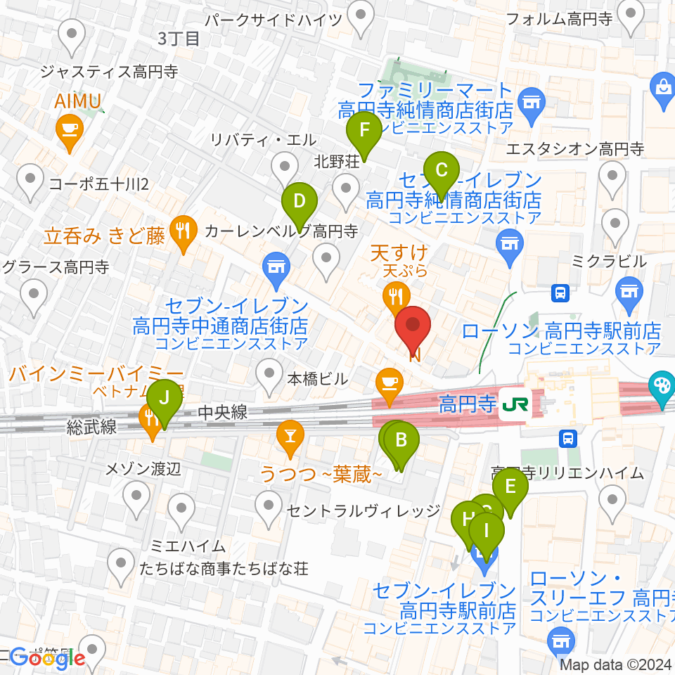 高円寺Club ROOTS！周辺の駐車場・コインパーキング一覧地図