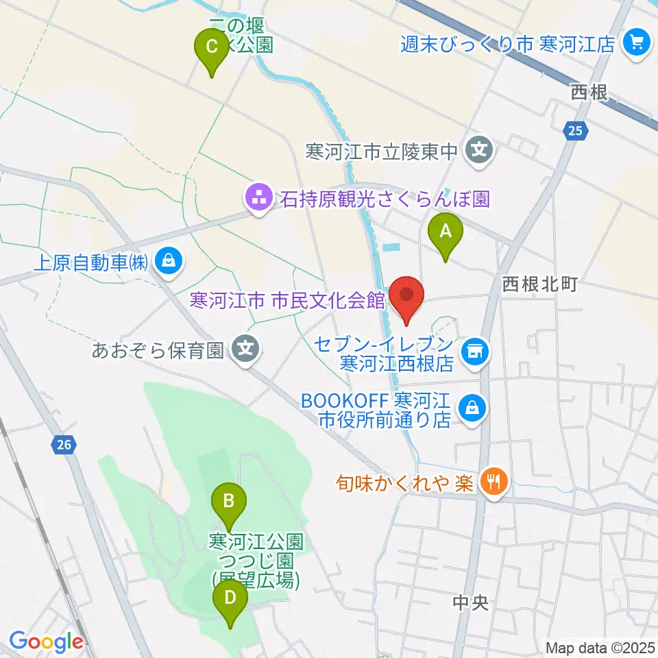 寒河江市市民文化会館周辺の駐車場・コインパーキング一覧地図