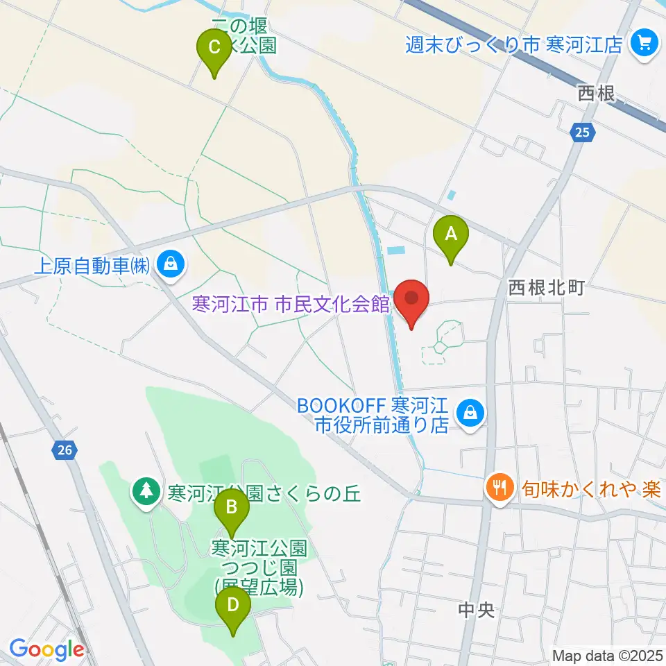 寒河江市市民文化会館周辺の駐車場・コインパーキング一覧地図