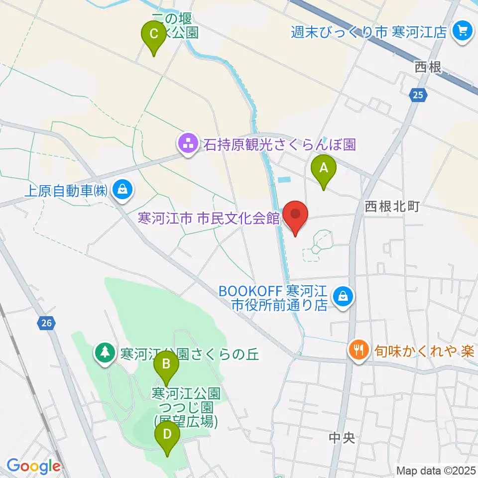 寒河江市市民文化会館周辺の駐車場・コインパーキング一覧地図