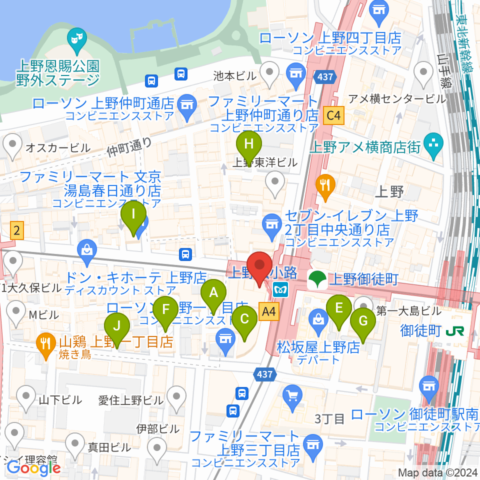 お江戸上野広小路亭周辺の駐車場・コインパーキング一覧地図