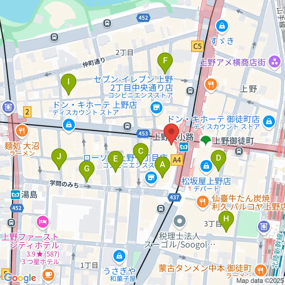 お江戸上野広小路亭周辺の駐車場・コインパーキング一覧地図