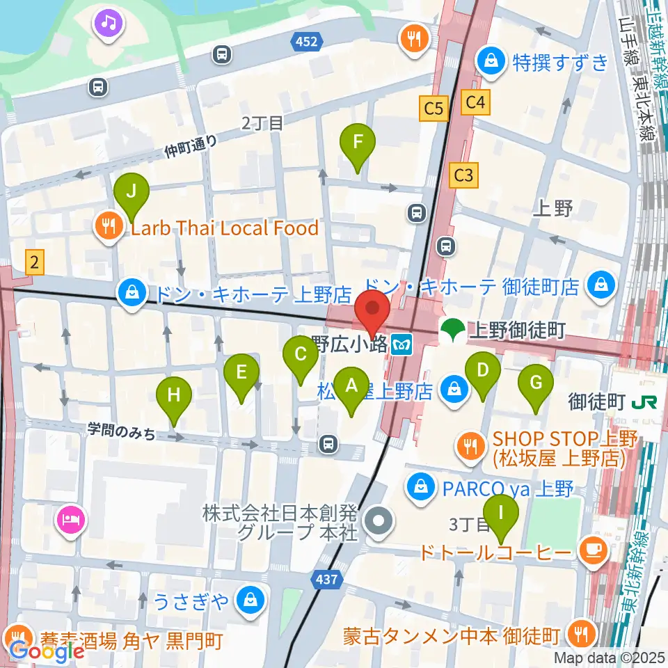 お江戸上野広小路亭周辺の駐車場・コインパーキング一覧地図