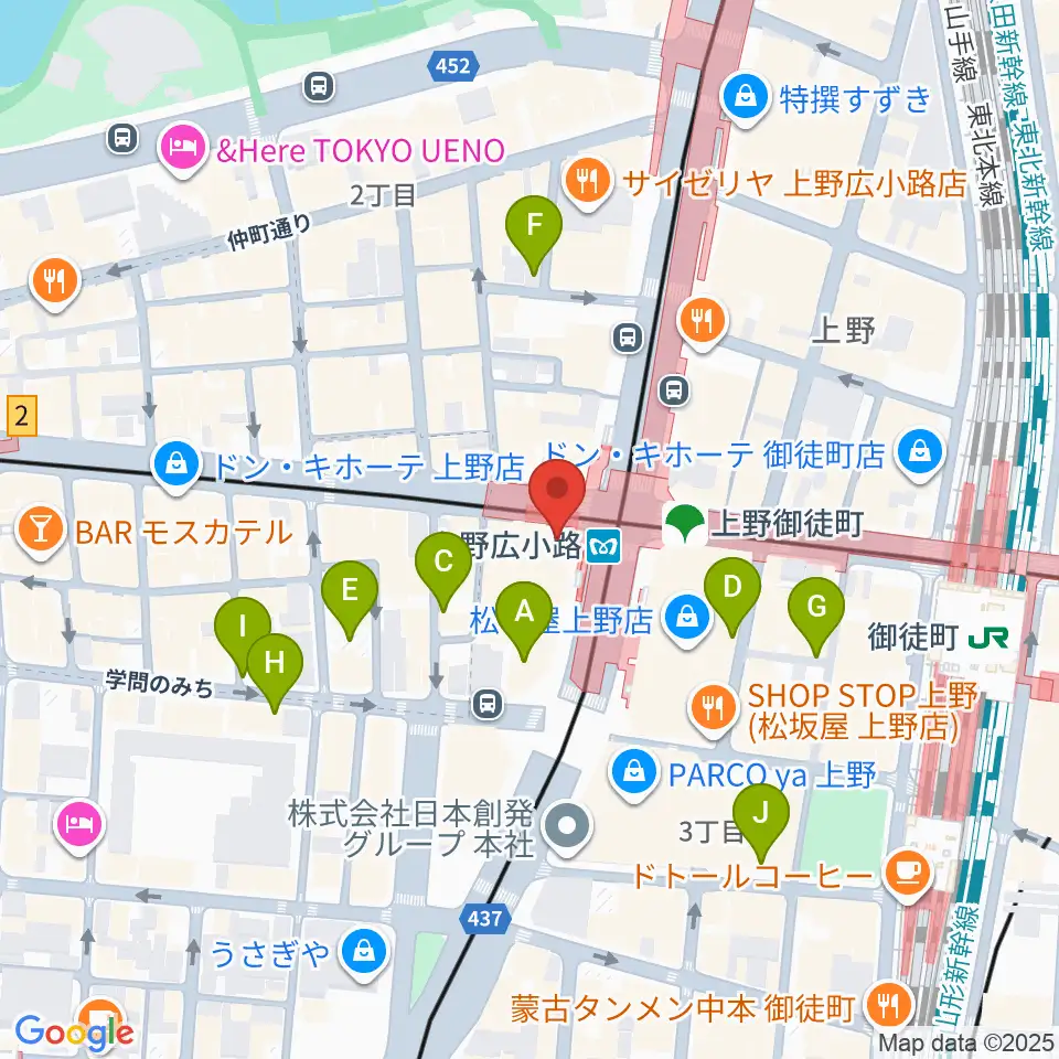 お江戸上野広小路亭周辺の駐車場・コインパーキング一覧地図