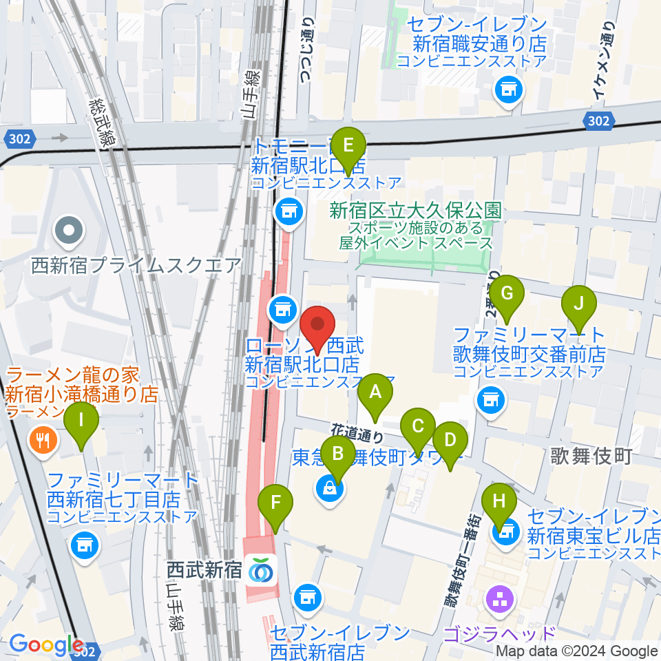 新宿Fu- 新宿永谷ホール周辺の駐車場・コインパーキング一覧地図