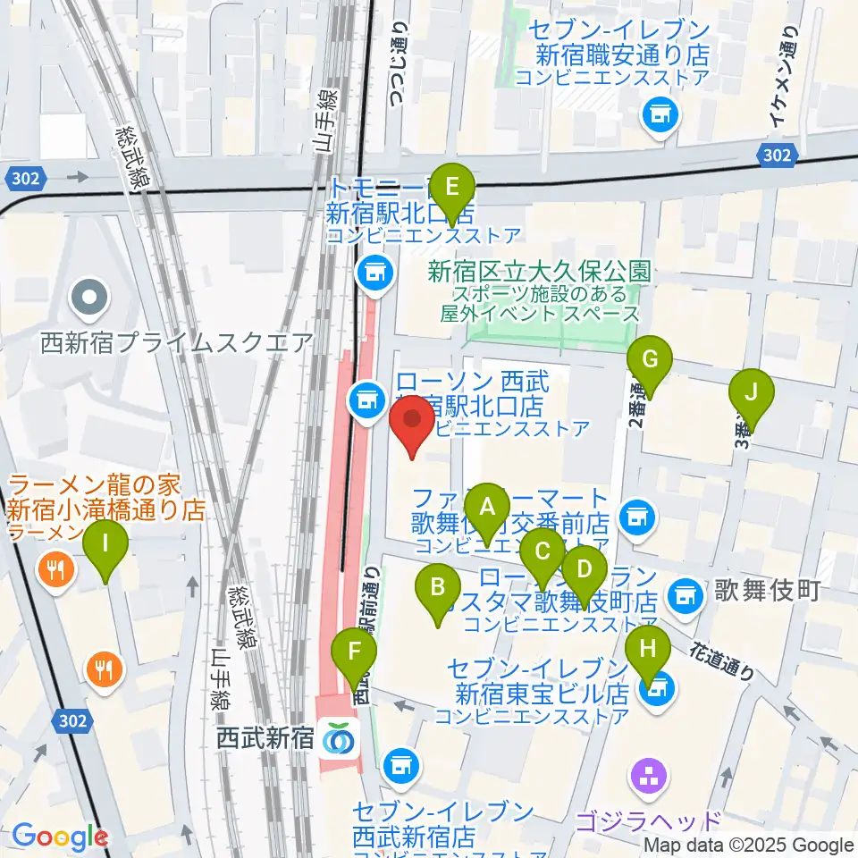 新宿Fu- 新宿永谷ホール周辺の駐車場・コインパーキング一覧地図