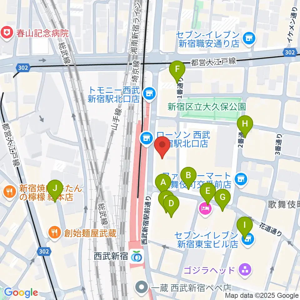 新宿Fu- 新宿永谷ホール周辺の駐車場・コインパーキング一覧地図