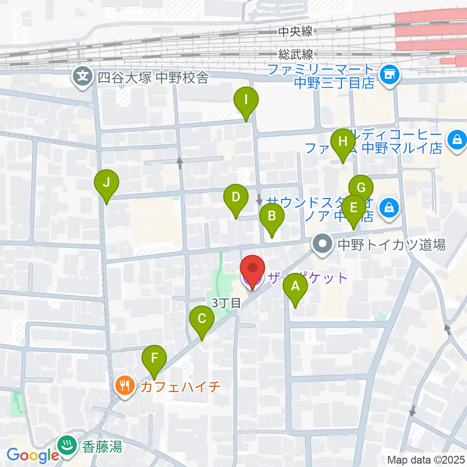 中野ザ・ポケット周辺の駐車場・コインパーキング一覧地図