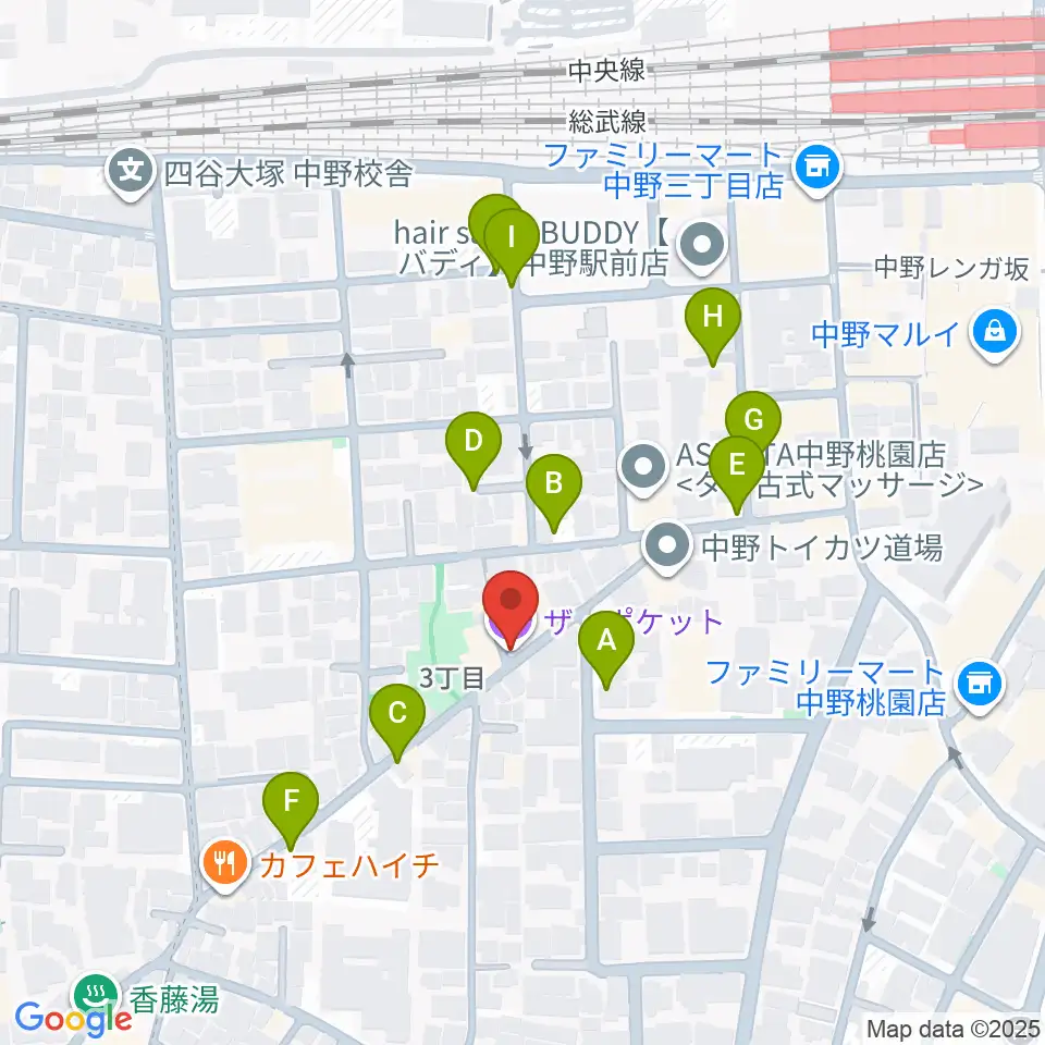 中野ザ・ポケット周辺の駐車場・コインパーキング一覧地図