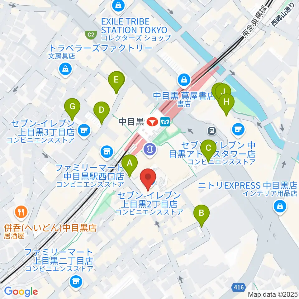 中目黒GTプラザホール周辺の駐車場・コインパーキング一覧地図