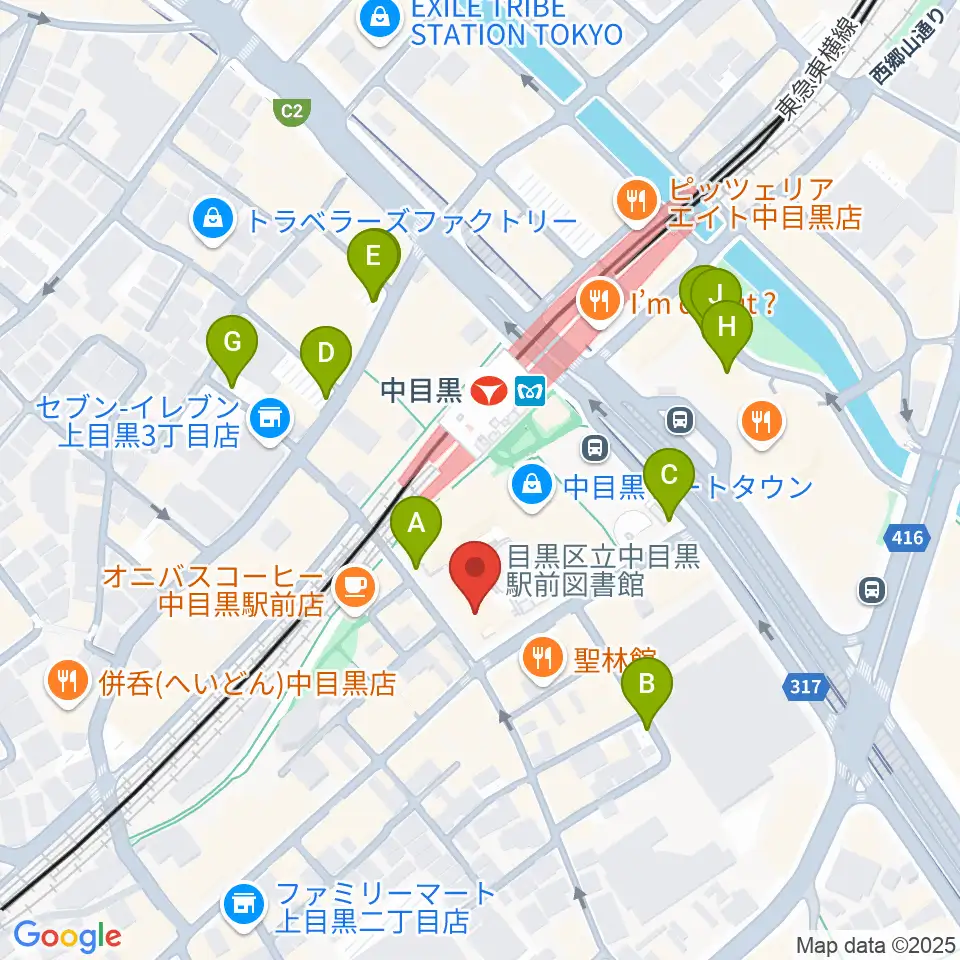中目黒GTプラザホール周辺の駐車場・コインパーキング一覧地図