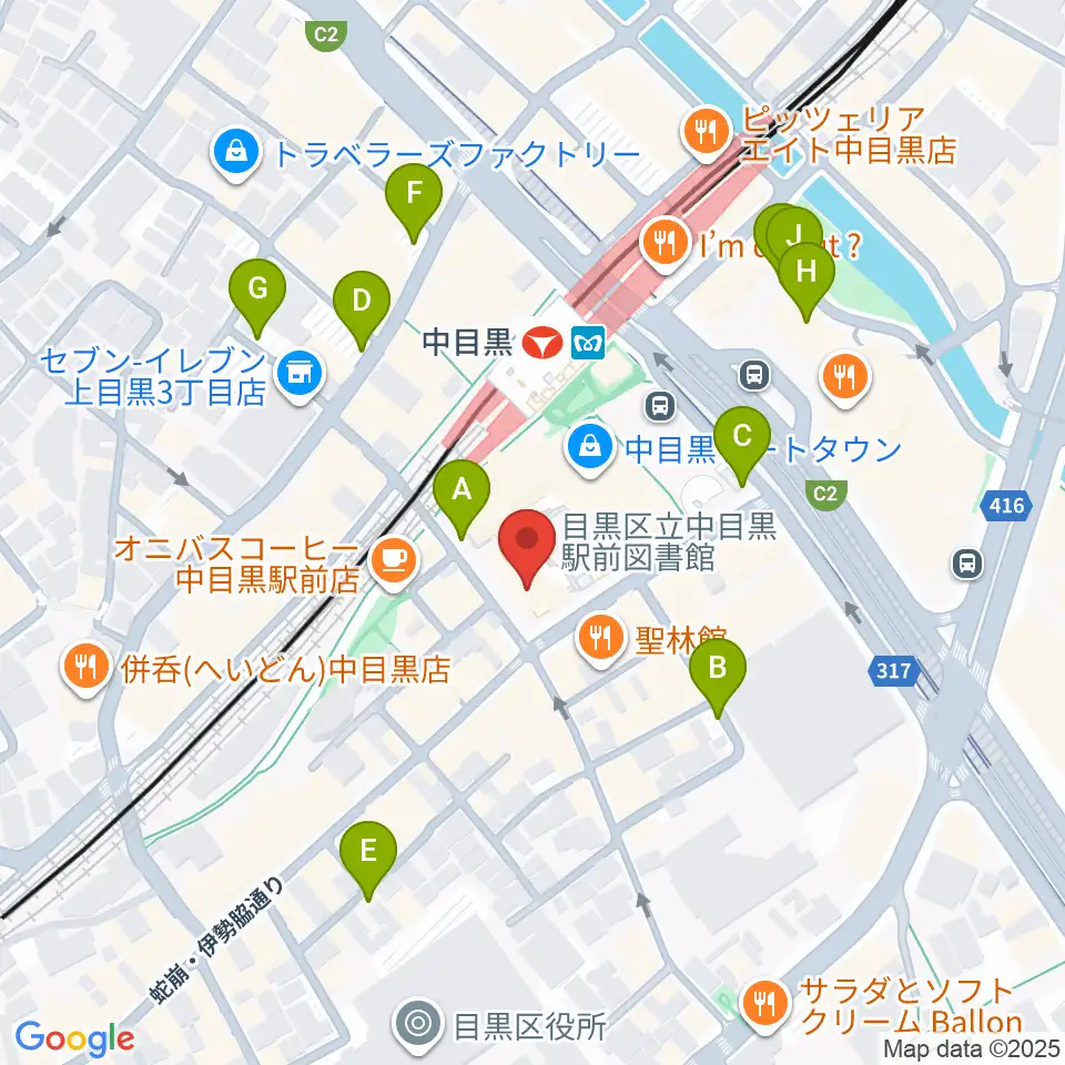 中目黒GTプラザホール周辺の駐車場・コインパーキング一覧地図
