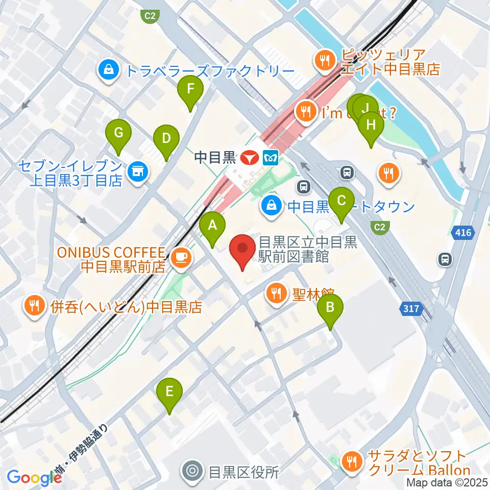 中目黒GTプラザホール周辺の駐車場・コインパーキング一覧地図