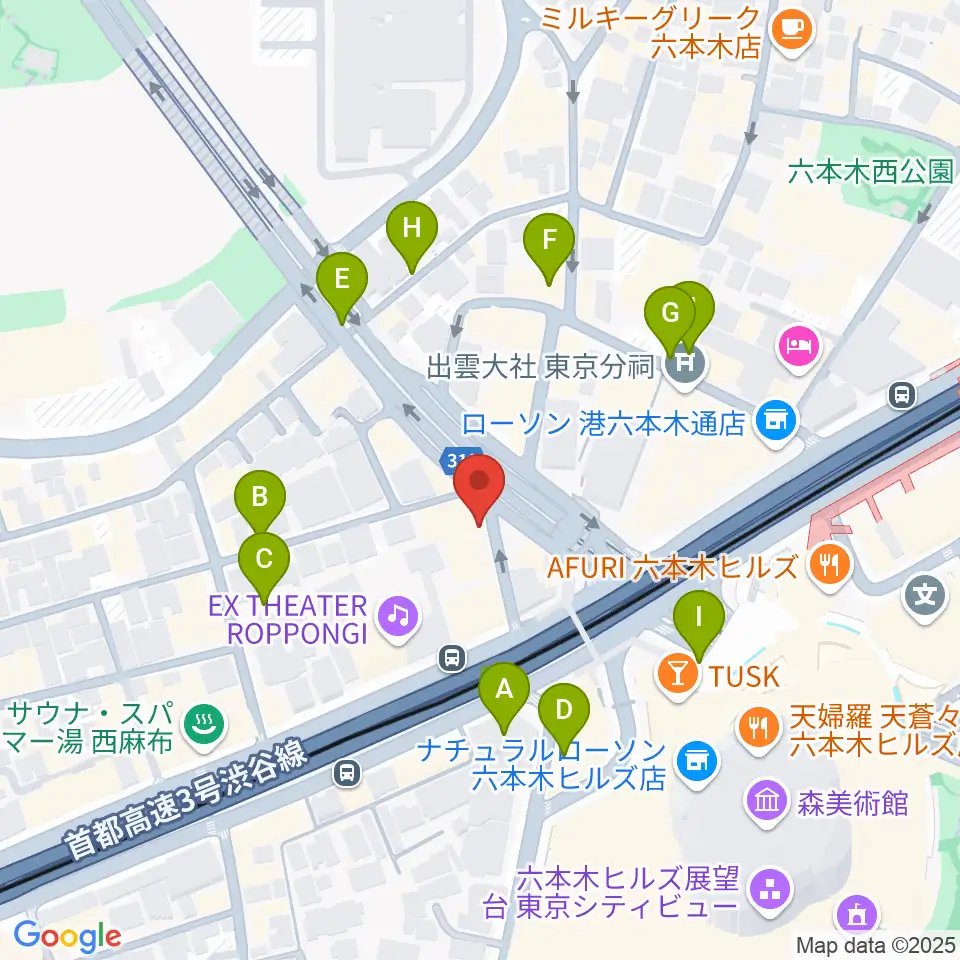 EXスタジオ六本木周辺の駐車場・コインパーキング一覧地図