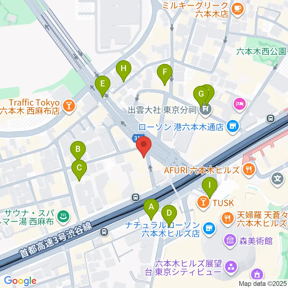 EXスタジオ六本木周辺の駐車場・コインパーキング一覧地図