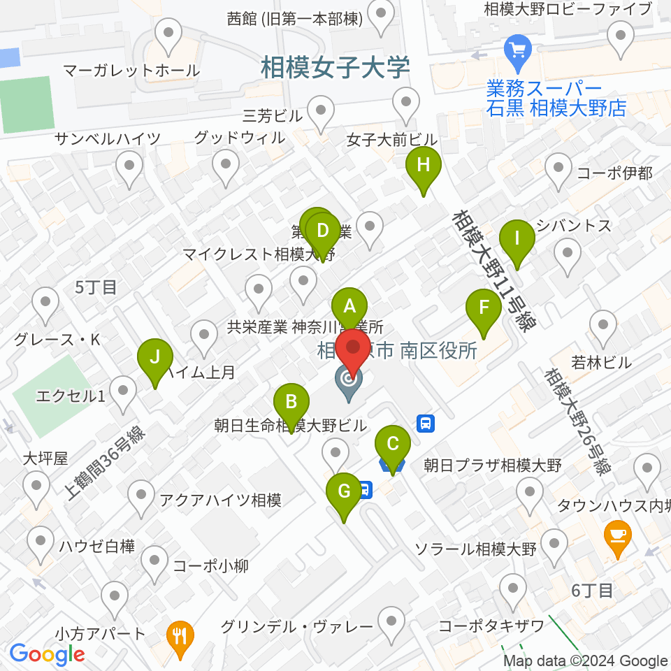 相模原南市民ホール周辺の駐車場・コインパーキング一覧地図