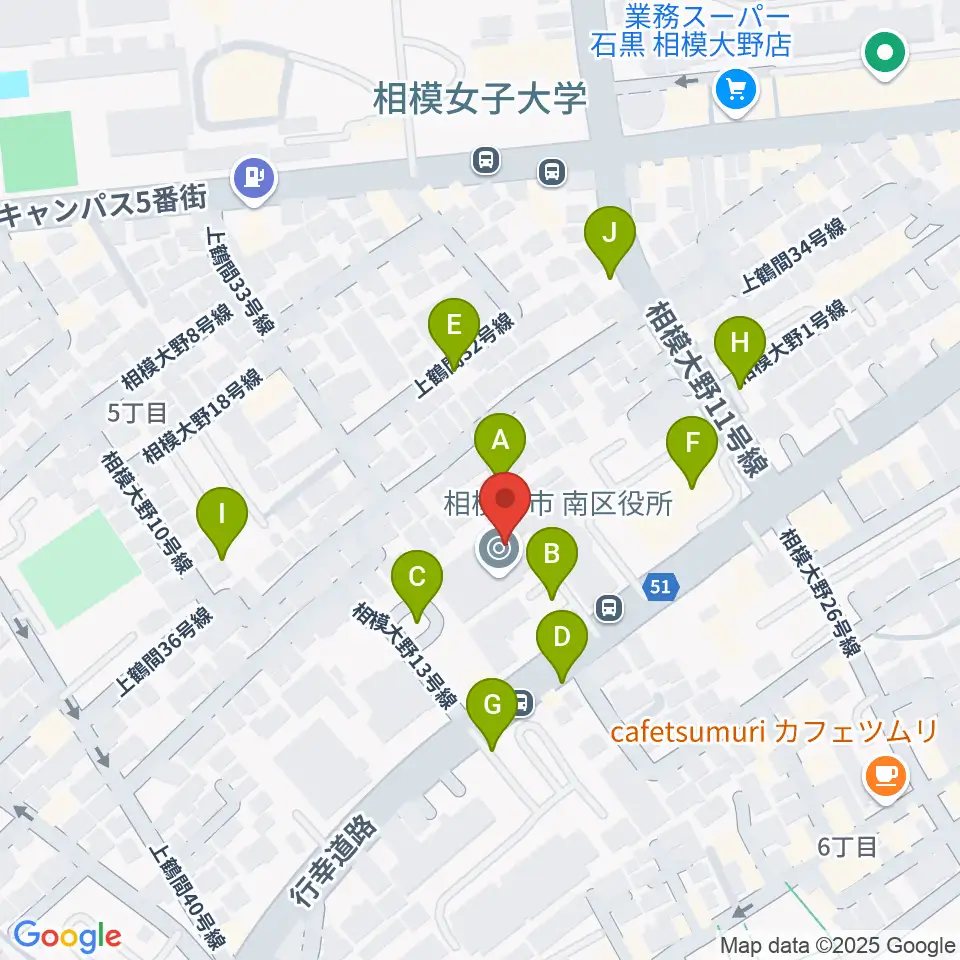 相模原南市民ホール周辺の駐車場・コインパーキング一覧地図